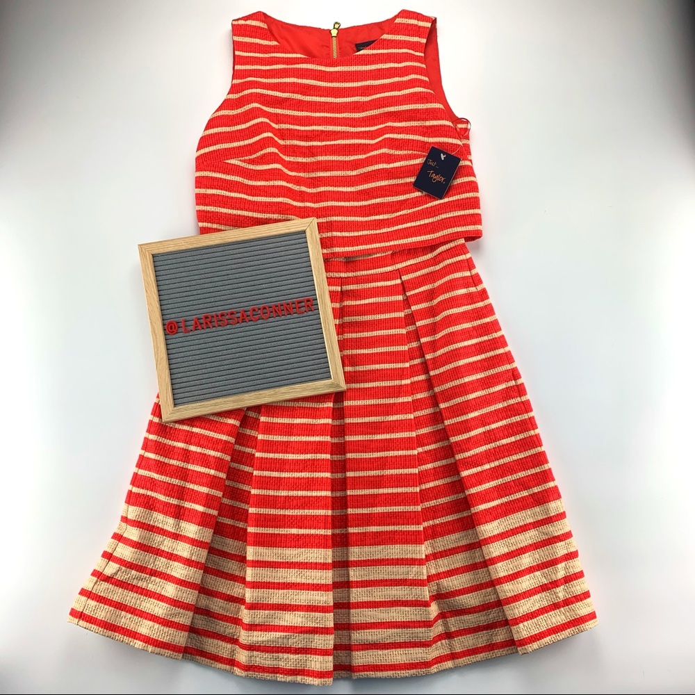 Just... Taylor A-Line Pleated Stripe Dress Size 4